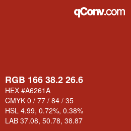 カラーコード: RGB 166 38.2 26.6 | qconv.com