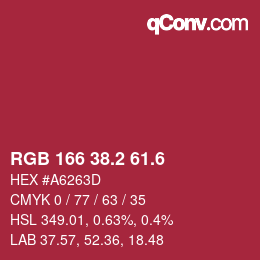 カラーコード: RGB 166 38.2 61.6 | qconv.com