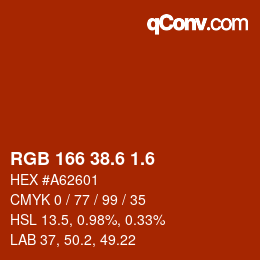 カラーコード: RGB 166 38.6 1.6 | qconv.com