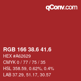 カラーコード: RGB 166 38.6 41.6 | qconv.com