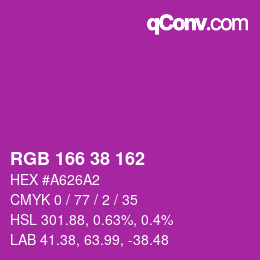 Color code: RGB 166 38 162 | qconv.com