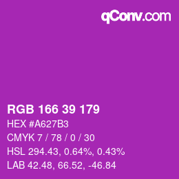 Color code: RGB 166 39 179 | qconv.com