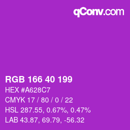 Color code: RGB 166 40 199 | qconv.com