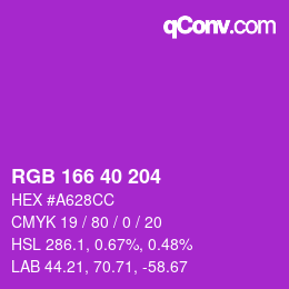 Color code: RGB 166 40 204 | qconv.com