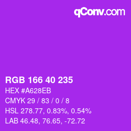 Color code: RGB 166 40 235 | qconv.com