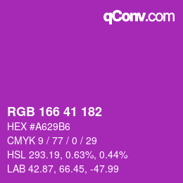 颜色代码: RGB 166 41 182 | qconv.com