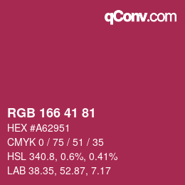 Color code: RGB 166 41 81 | qconv.com