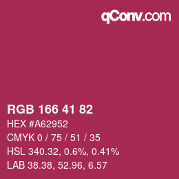 Color code: RGB 166 41 82 | qconv.com