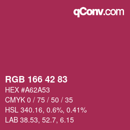 Color code: RGB 166 42 83 | qconv.com