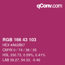 Color code: RGB 166 43 103 | qconv.com