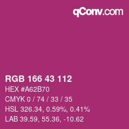 颜色代码: RGB 166 43 112 | qconv.com