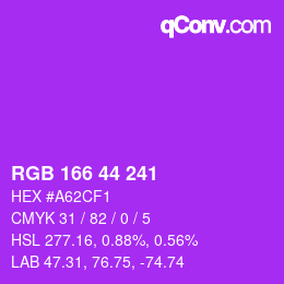 Color code: RGB 166 44 241 | qconv.com