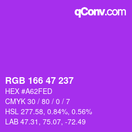 Color code: RGB 166 47 237 | qconv.com