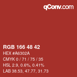 Color code: RGB 166 48 42 | qconv.com