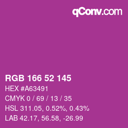 Color code: RGB 166 52 145 | qconv.com