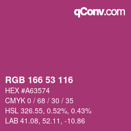 カラーコード: RGB 166 53 116 | qconv.com