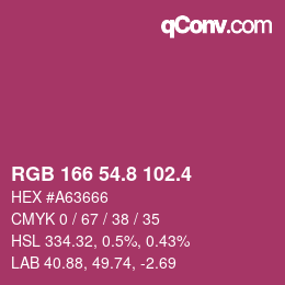 カラーコード: RGB 166 54.8 102.4 | qconv.com