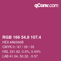 カラーコード: RGB 166 54.8 107.4 | qconv.com