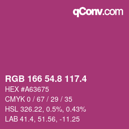 カラーコード: RGB 166 54.8 117.4 | qconv.com