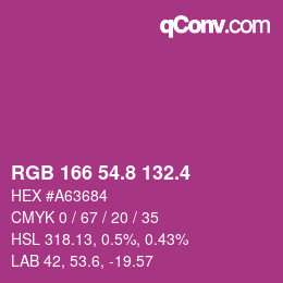 カラーコード: RGB 166 54.8 132.4 | qconv.com