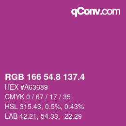 カラーコード: RGB 166 54.8 137.4 | qconv.com