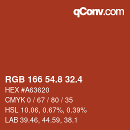 カラーコード: RGB 166 54.8 32.4 | qconv.com