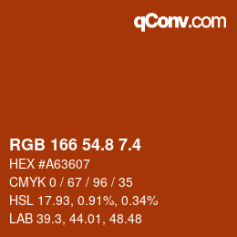 カラーコード: RGB 166 54.8 7.4 | qconv.com