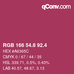 カラーコード: RGB 166 54.8 92.4 | qconv.com