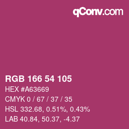 カラーコード: RGB 166 54 105 | qconv.com