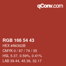 Color code: RGB 166 54 43 | qconv.com