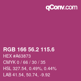 カラーコード: RGB 166 56.2 115.6 | qconv.com