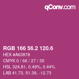カラーコード: RGB 166 56.2 120.6 | qconv.com