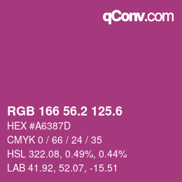 カラーコード: RGB 166 56.2 125.6 | qconv.com