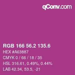 カラーコード: RGB 166 56.2 135.6 | qconv.com