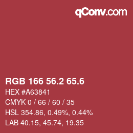 カラーコード: RGB 166 56.2 65.6 | qconv.com