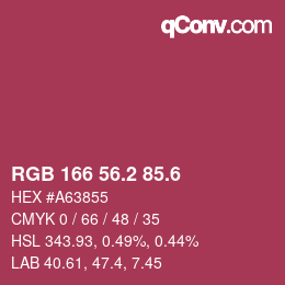 カラーコード: RGB 166 56.2 85.6 | qconv.com