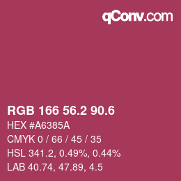 カラーコード: RGB 166 56.2 90.6 | qconv.com