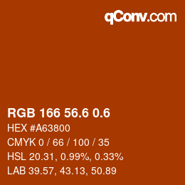 カラーコード: RGB 166 56.6 0.6 | qconv.com