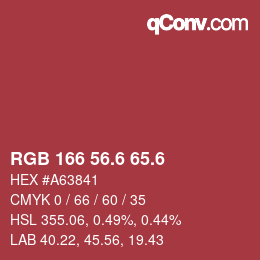 カラーコード: RGB 166 56.6 65.6 | qconv.com