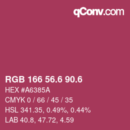 カラーコード: RGB 166 56.6 90.6 | qconv.com