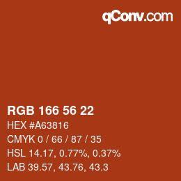颜色代码: RGB 166 56 22 | qconv.com