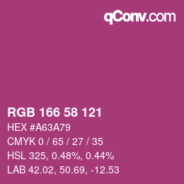 Color code: RGB 166 58 121 | qconv.com