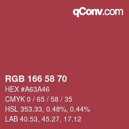 Farbcode: RGB 166 58 70 | qconv.com