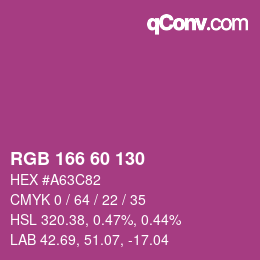 颜色代码: RGB 166 60 130 | qconv.com