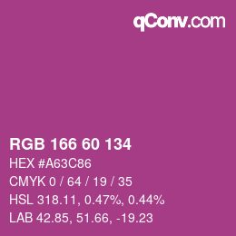 颜色代码: RGB 166 60 134 | qconv.com