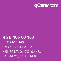カラーコード: RGB 166 60 163 | qconv.com