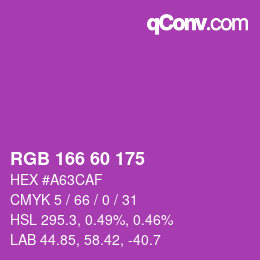 颜色代码: RGB 166 60 175 | qconv.com