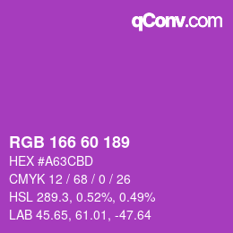 カラーコード: RGB 166 60 189 | qconv.com