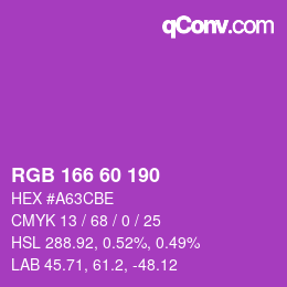 颜色代码: RGB 166 60 190 | qconv.com