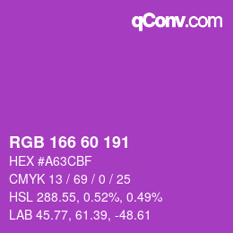 カラーコード: RGB 166 60 191 | qconv.com